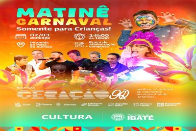 Prefeitura de Ibaté realiza matinê de Carnaval para as crianças neste domingo