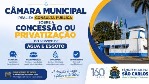 Câmara de São Carlos promove consulta pública sobre futuro dos serviços de água e esgoto