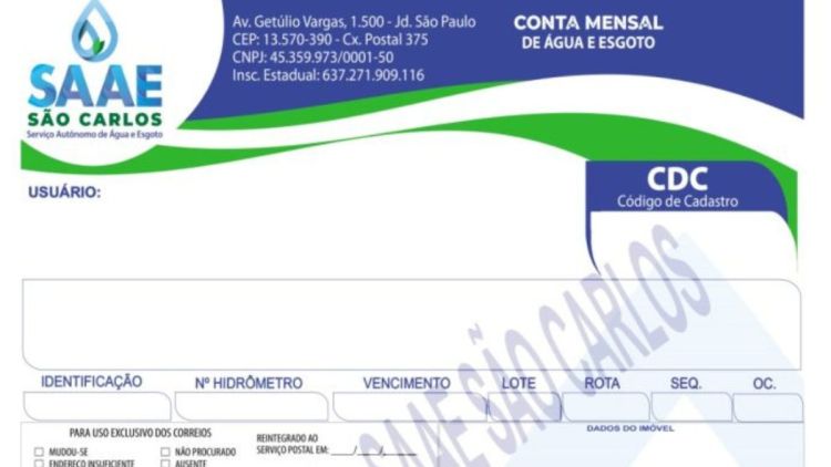 Adequação fiscal altera formato de emissão das contas do SAAE, mas medição da água permanece sem mudanças