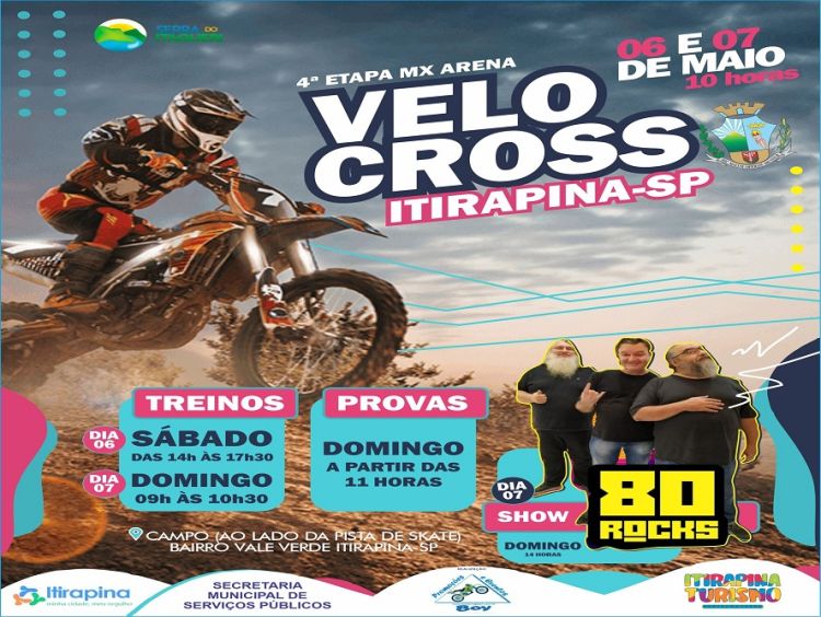 4ª Etapa MX Arena Velocross acontece neste domingo (07), em Itirapina