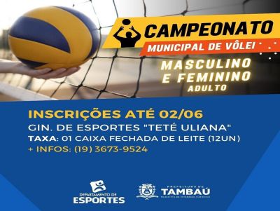 TAMBAÚ: Inscrições abertas para o campeonato municipal de vôlei