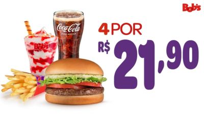Bob&#039;s entra na guerra dos fast foods e lança combo de 4 itens por R$ 21,90