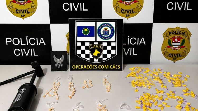 Polícia Civil apreende mais de 300 porções de drogas escondidas em bomba de ar em São Carlos