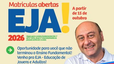 Matrículas da Educação de Jovens e Adultos para 2026 estão abertas