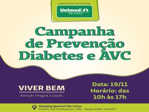Unimed São Carlos, com a apoio do Shopping Iguatemi, realiza ação para conscientização do Diabetes e AVC
