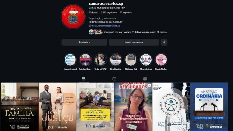 Ataque hacker compromete conta da Câmara de São Carlos no Instagram