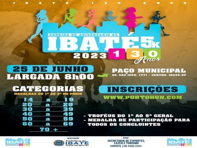 Secretaria de Esportes abre inscrições para Corrida de Pedestre “130 anos de Ibaté”