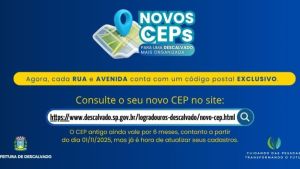 Atualização dos Códigos de Endereçamento Postal (CEPs) de Descalvado