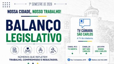 Câmara Municipal de São Carlos encerra primeiro semestre de 2026 com intensa produção legislativa e ações de impacto social