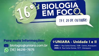 Biologia da Uniara promove o seu 16º Biologia em Foco a partir desta segunda, dia 19