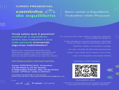 Grupo da UFSCar oferece curso sobre equilíbrio entre vida pessoal e trabalho