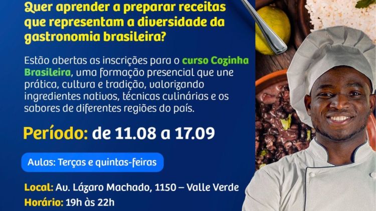 Curso gratuito “Cozinha Brasileira” está com inscrições abertas