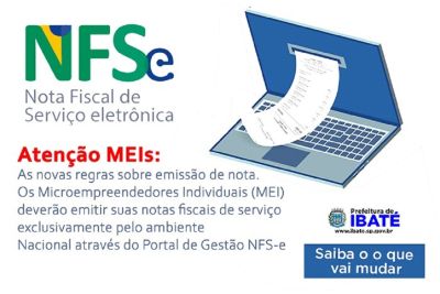 IBATÉ | Emissão de nota fiscal para MEIs muda para sistema nacional