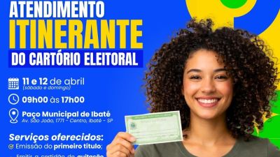 Atendimento itinerante do Cartório Eleitoral será realizado em Ibaté neste fim de semana