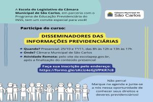 Escola do Legislativo da Câmara Municipal abre inscrições para curso sobre direitos e deveres previdenciários