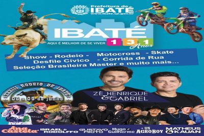 Prefeitura divulga programação das Festividades dos 131 anos de Ibaté