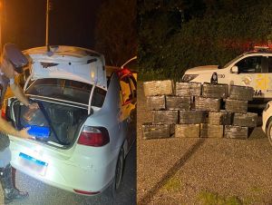 PM Rodoviária prende homem com quase 400 tijolos de maconha e apreende carro roubado
