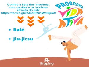 Prefeitura de Itirapina divulga lista de inscritos para Jiu-Jitsu e Balé