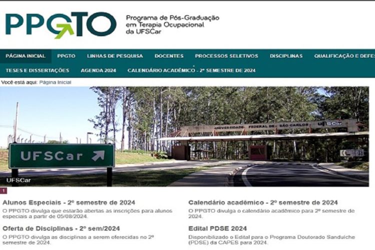 Pós-graduação em Terapia Ocupacional da UFSCar recebe inscrições para mestrado e doutorado