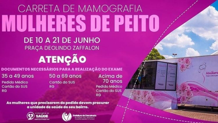 Descalvado recebe Carreta de Mamografia da campanha estadual “Mulheres de Peito”