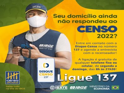 Prefeitura de Ibaté informa: domicílios não visitados pelo IBGE devem ligar para o Disque-Censo 137